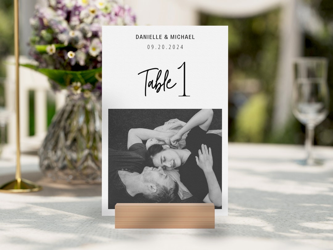 Photo Table Number Template, Wedding Table Numbers Sign, Editable ...