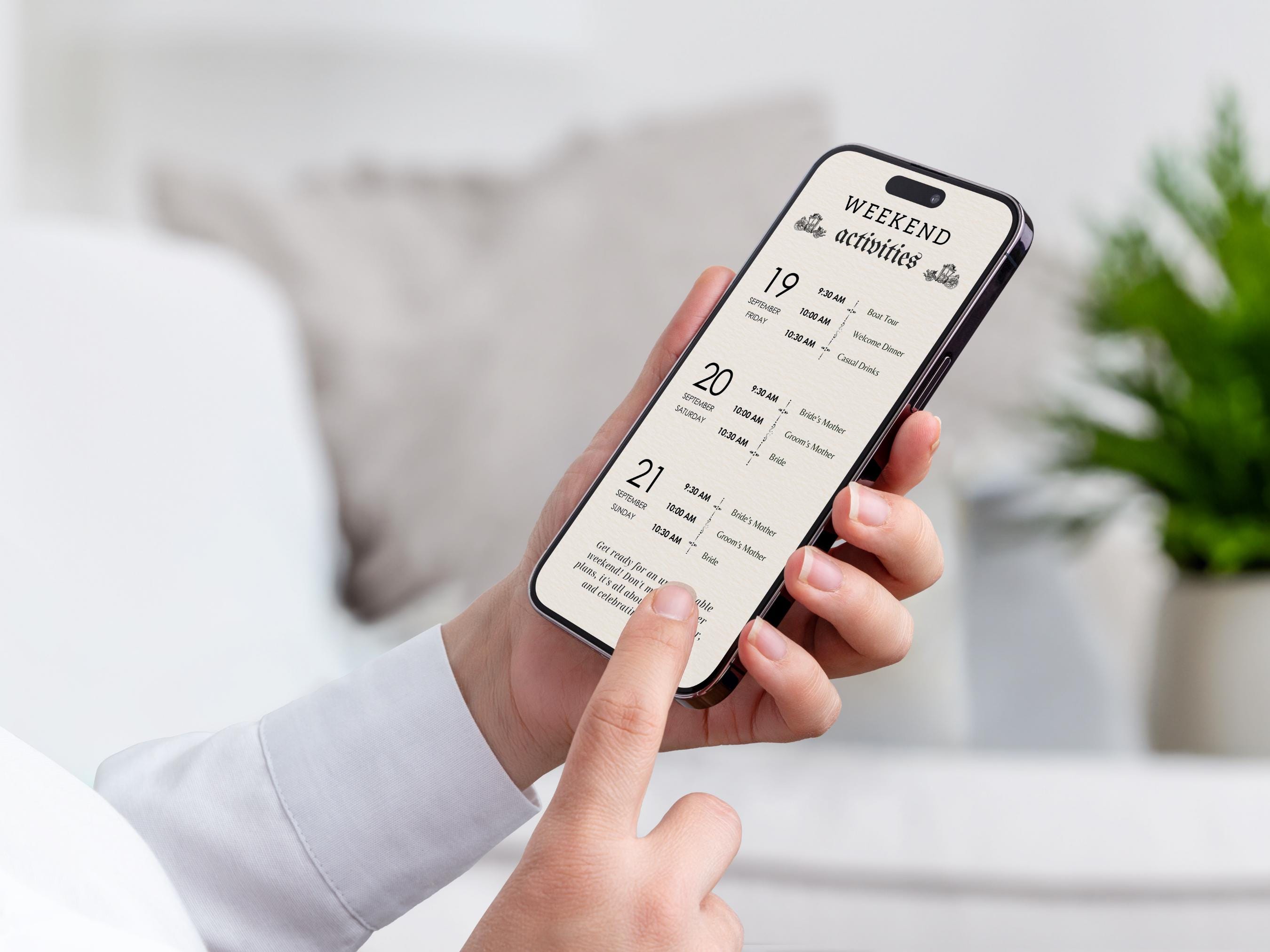 Mobile Wedding Timeline Template: Line Art, Editable (digital Download ...