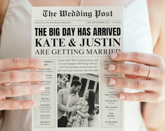 Newspaper Wedding Program Template: Infographic Timeline (DIY Printable)