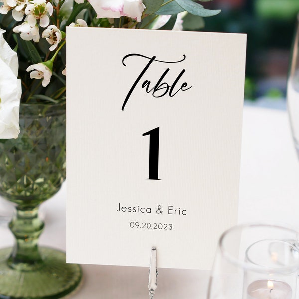 Printable Wedding Table Numbers, Table Numbers Template, Calligraphy Table Numbers, Table Cards 3x5, 5x7, 4x6, Edit With Corjl | ID: TN101