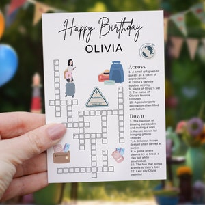 Traveler Birthday Party Crossword Puzzle, Editable and Printable Small ...