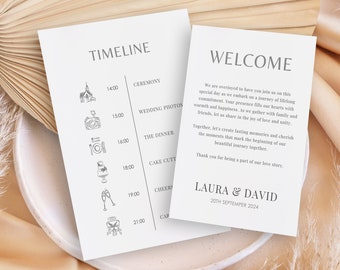 Minimalist Wedding Timeline Template: Editable Reception Card (Digital Download)