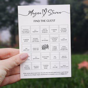 Bridal Shower Find the Guest, Custom Bingo Game, Printable Wedding Bingo, Wedding Table Games, Editable Bingo Game Template | WG106
