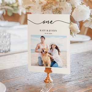 Modèle de plaque numéro de Table photo modifiable, carte imprimable numéros de Table de mariage, bricolage téléchargement immédiat, 5 x 7, 4 x 6, 3 x 5, modèle Canva | AMT145