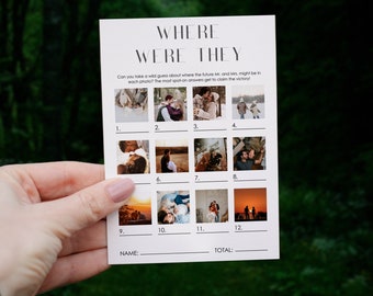 Photo Guessing Where Were They Game, Wedding Printable and Editable Games, Game Template, Minimalist Wedding Game | WG122