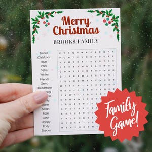 Christmas Family Word Search Game, Custom Small Find Words Puzzle, Family Activity, Christmas Party,  Dinner Game, Editable Games | PG125