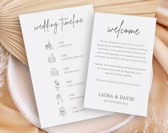 Editable Wedding Day Timeline Template: Minimalist Reception Card (Digital Download)