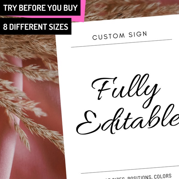 Minimalist Editable Custom Poster, Printable Custom Sign Template, 5x7, 4x6, 8x10, A4, A5, 10x8, 6x4, 7x5, Sign, Corjl Template | ID: CS130