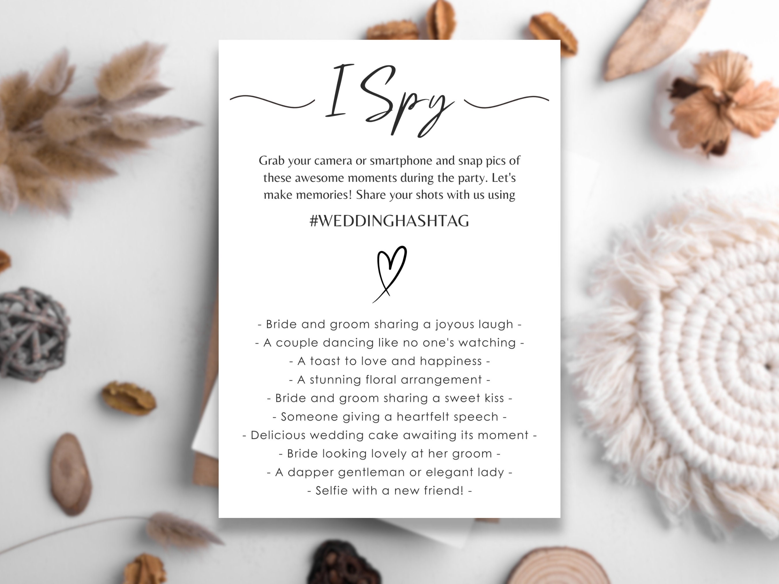 Wedding Photo Hunt Game Template, I Spy Wedding Game, 5x7 Wedding ...