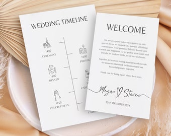 Elegant Wedding Timeline & Welcome Letter Template (Digital Download)