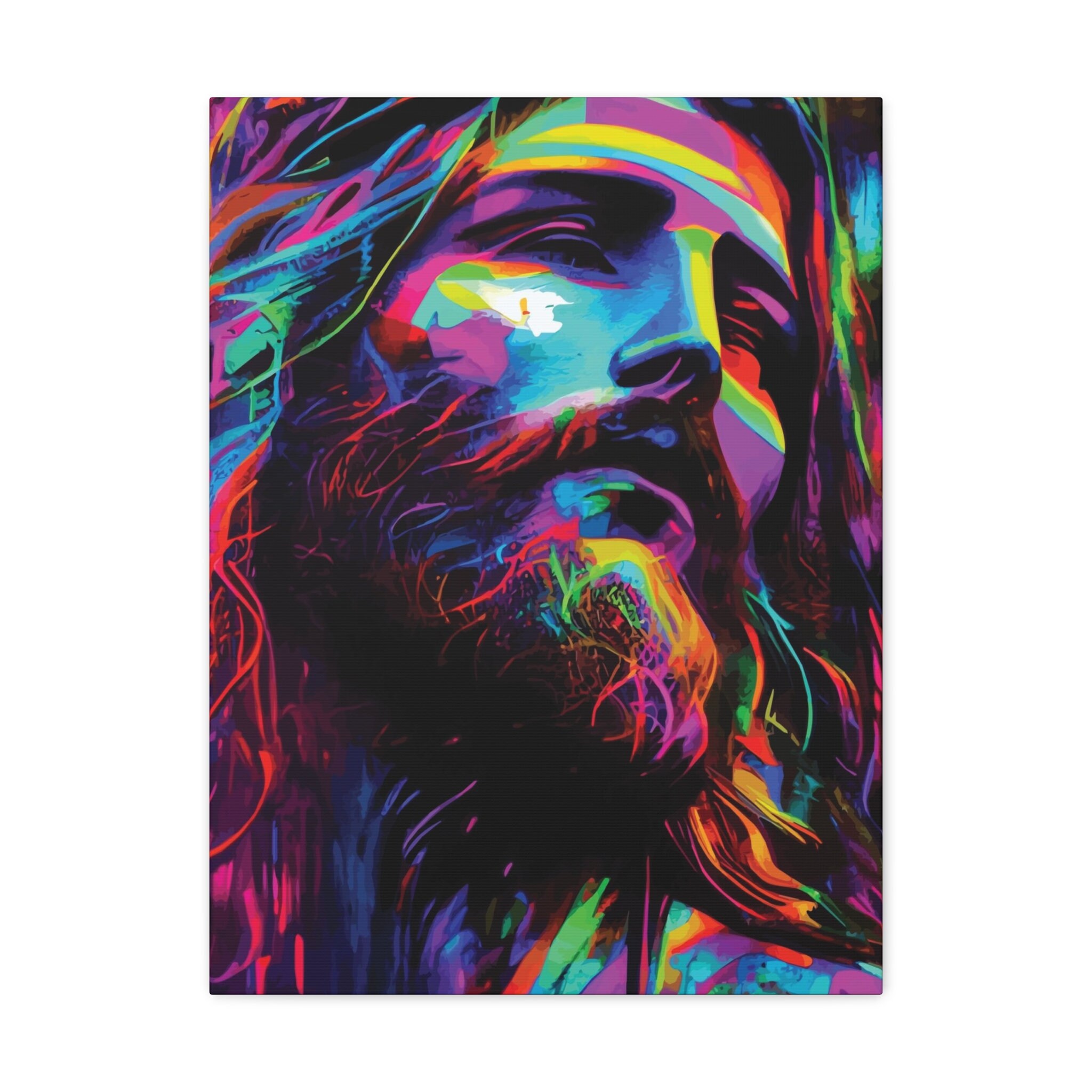 Colorful Jesus Christ Pop Art Canvas Wrap Vibrant Portraits Etsy