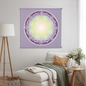 Mandala fabric wall hanging tapestry wall decoration wall cloth wall picture - &quot;Guardian Angel&quot; - Mandala art for meditation, yoga & energy work