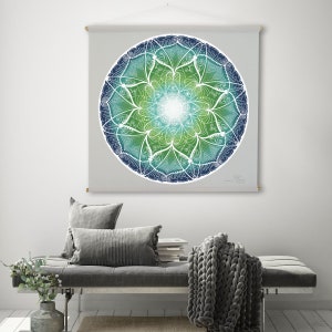 Mandala fabric wall hanging tapestry wall decoration wall cloth wall picture - &quot;Just be free&quot; - Mandala art for meditation, yoga & energy work