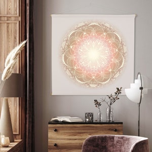 Mandala fabric wall hanging tapestry wall decoration wall cloth wall picture - &quot;Rose Earth&quot; - Mandala art for meditation, yoga & energy work