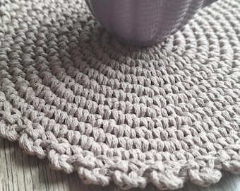 Picot Edge Round Crochet Table Placemat | PDF Pattern