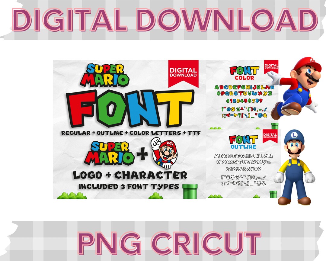 INSTANT DOWNLOAD Super Mario PNG svg Alphabet Text Digital - Etsy.de
