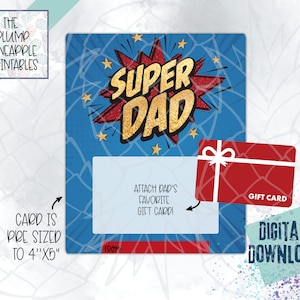Porta-cartão de presente imprimível para o dia dos pais, presente das crianças para o dia dos pais, marido, super pai, herói
