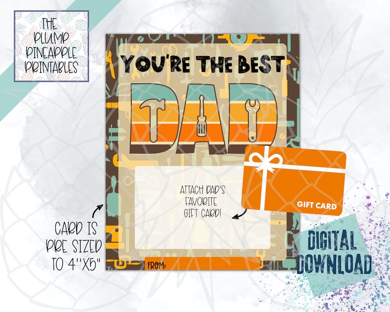 The Best Dad Father's Day Printable Gift Card Holder for - Etsy
