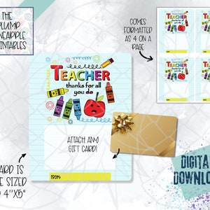 Thanks for all you do Teacher Back To School Gift Card Teacher Appreciation Gift Card Holder Student First Day of School
