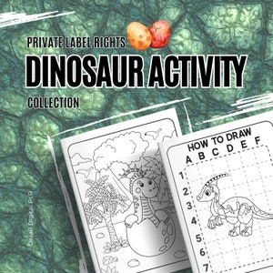 PLR Kids Learning Activities · Dinosaur Themed Coloring In, Color by Numbers, Learn to Draw Dinosaurs · Commercial License Childrens Books