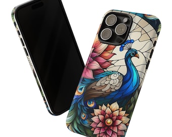 Peacock Phone Case, Floral Design, Tough Cases for Women, Gift for Nature Lovers, Unique Phone Accessory, Eco-Friendly Cover, phone cases