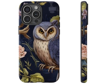 Funda de búho para teléfono: fundas resistentes, diseño floral, accesorios elegantes para teléfono, regalo para amantes de los búhos, temática de la naturaleza, regalos para ella.