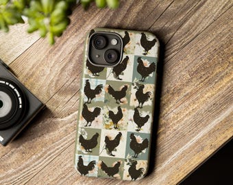 Custodia per telefono Boho Chickens Custodia per telefono Retro Farmhouse Floral Backyard Chicken Custodia per telefono Cottagecore Aesthetic Chicken Gift per lei