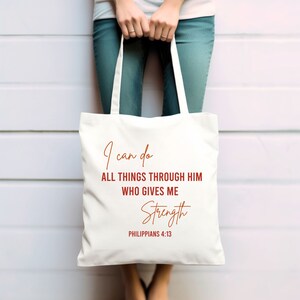 Faith Tote Bag Christian Tote Bag Canvas Gift Religious Gift Scripture Gift Bible Verse Christian Girl Gift Church Gift School Tote Shopper