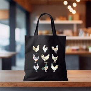 Chickens tote bag  Farmhouse tote bag  Floral Backyard Chicken bag  Cottage core  Chicken Gift for Her animal lover gift chicken lover gift