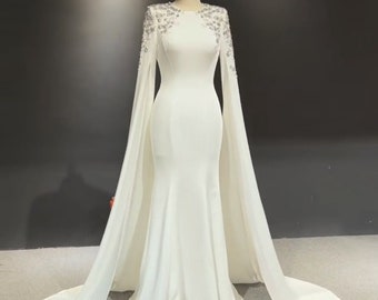 Custom Long Sleeve Mermaid Wedding Dress