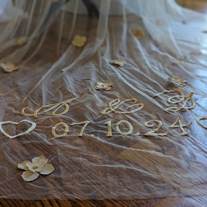 Custom Handcrafted Silk Flower Wedding Veil with Embroidery
