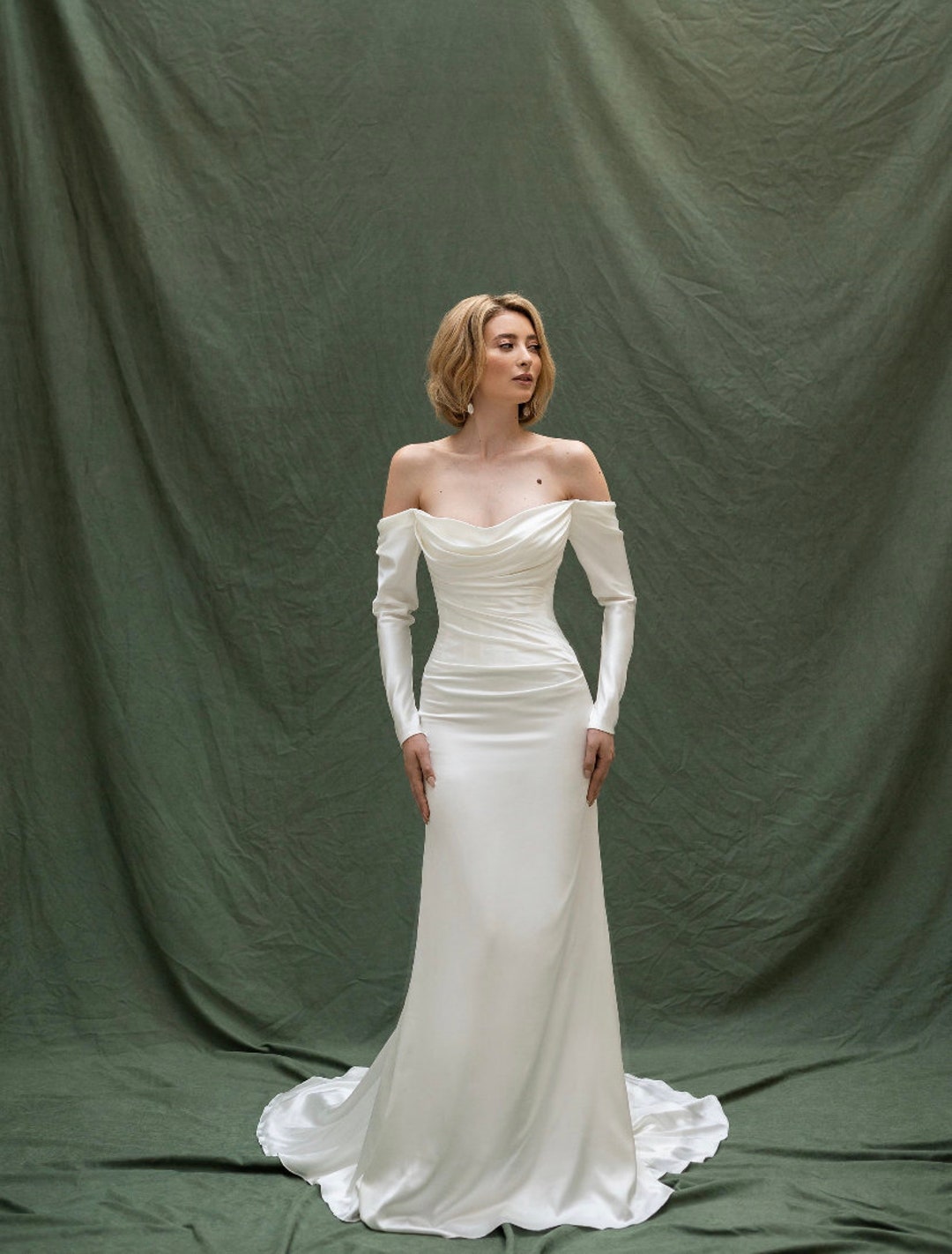 Custom Made Silk Satin Wedding Gown With Structured Corset and Etsy UK