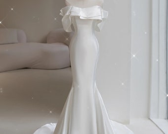 Custom Minimalist Silk Wedding Dress