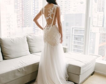 Custom Mermaid Sleeveless Embroidery Gown