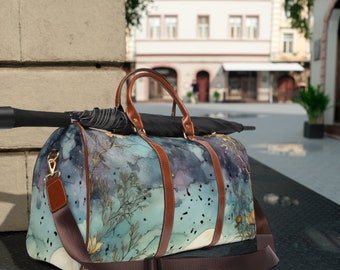 Moonlit Mystique Travel Bag, Mystique Travel Bag, Boho Travel Bag, Waterproof Travel Bag, bag with shoulder strap and vegan leather handles