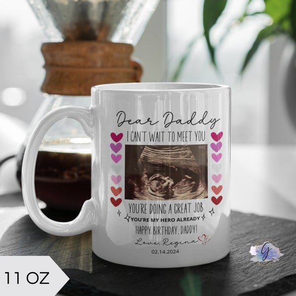 Personalized Sonogram Mug, Ultrasound Photo Gift Mug, Pregnancy Reveal, Baby Announcement, Fathers Day Present, birthday gift for a new dad