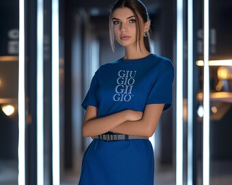 GIUGIOGIIGIO™ Brand T-Shirt Dress (AOP) [Dark Blue]