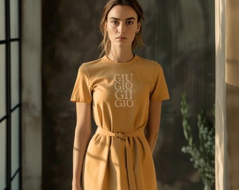 GIUGIOGIIGIO™ Brand T-Shirt Dress (AOP) [Light Brown]