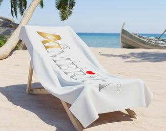 I Love Aimerica™ Brand Beach Towel - [White]