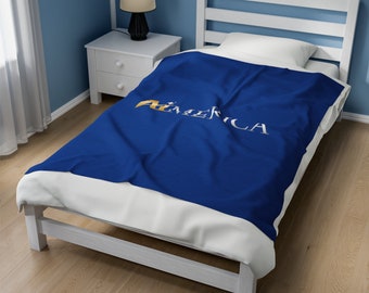United States of Aimerica™ Brand Velveteen Plush Blanket - [Dark Blue]