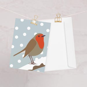 Carte de Noël - Robin dans la neige