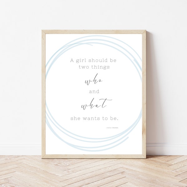 A Girl Should be Who and What She Wants to Be Digital Wall Art. Inspirational Quotes Artwork for Girls and Women. Digital Download.