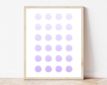 Purple Ombre Dots Digital Wall Art. Green Watercolor Minimalist Digital Print. Instant Download.