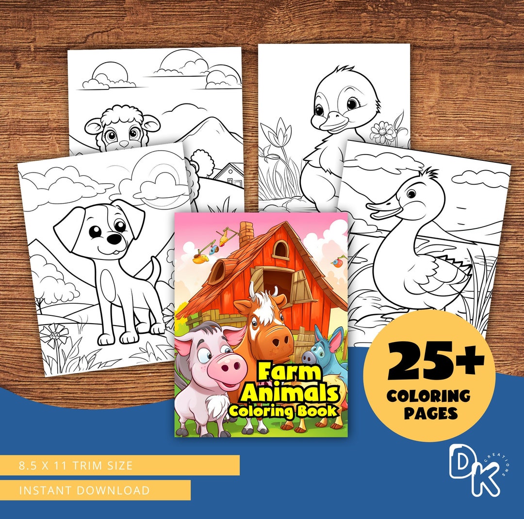 25 Cute Baby Farm Animals Coloring Book Pages & Printables