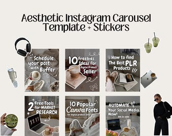 Instagram Carousel Canva Templates: 150+ Editable Posts, 350+ Stickers (Digital Download)