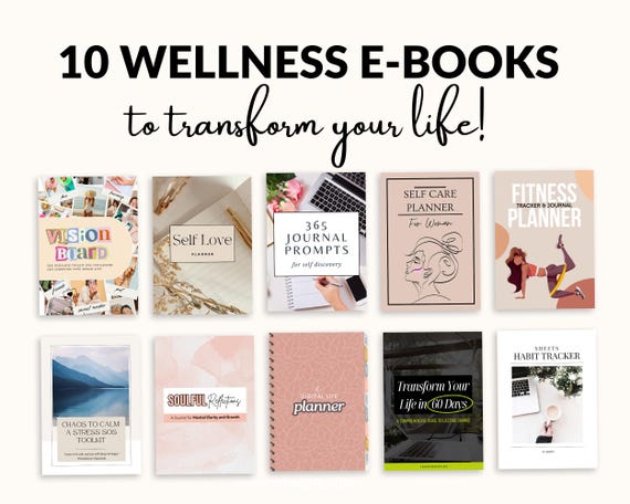 Wellness Bundle: Self-Love Planner, Journal Prompts, Habit Tracker (Digital Download)