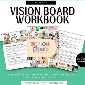 Vision Board Workbook: Goal Setting, Manifestation Guide (PDF)