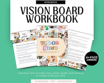 Vision Board Workbook: Goal Setting, Manifestation Guide (PDF)