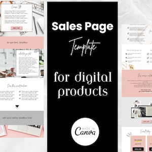 Sales page template, landing page, sales funnel, high converting, template, customizable, canva, course, digital product, online, coaching