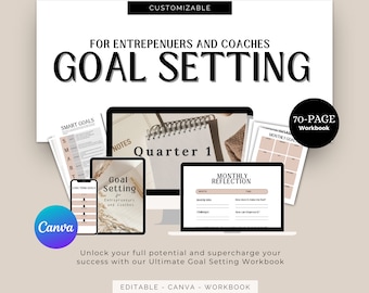 Goal Setting Workbook: Habit Tracker, Planner for Entrepreneurs (Canva Template)